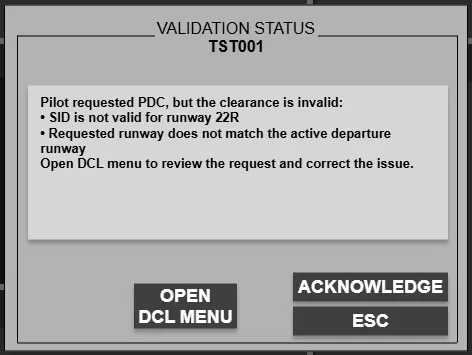 Validation status window